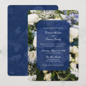 blue and white floral wedding invitation 招待状 (正面/裏面)