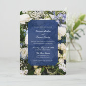 blue and white floral wedding invitation 招待状 (スタンド正面)