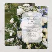 blue and white floral wedding invitation 招待状 (正面/裏面)