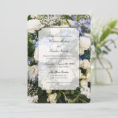 blue and white floral wedding invitation 招待状 (スタンド正面)