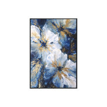 Blue and White Floral with Gold – Abstract Wall  