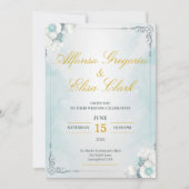Blue and White Flower Beauty Wedding Invitation 招待状 (正面)