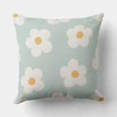 Blue and White Flower Pattern Daisy Throw Pillow クッション (裏面)
