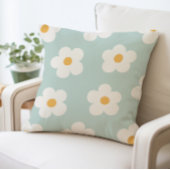 Blue and White Flower Pattern Daisy Throw Pillow クッション