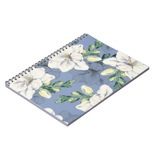 Blue and White Flower Pattern | Notebook Journal ノートブック (左側)