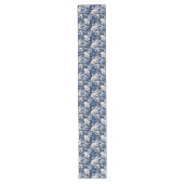 Blue and White Flowers Elegant Table Runner ロングテーブルランナー (正面)
