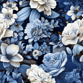 Blue and White Flowers Elegant Table Runner ロングテーブルランナー
