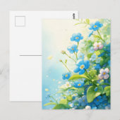 Blue and White Forget Me Not Floral Garden ポストカード (正面/裏面)