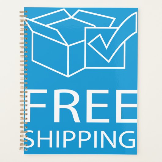 Blue and White Free Shipping Icon プランナー手帳 (正面)