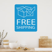 Blue and White Free Shipping Icon ポスター (キッチン)