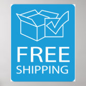Blue and White Free Shipping Icon ポスター (正面)