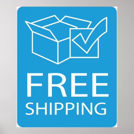 Blue and White Free Shipping Icon ポスター (正面)