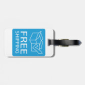 Blue and White Free Shipping Icon ラゲッジタグ (裏面横)