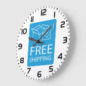 Blue and White Free Shipping Icon ラージ壁時計 (傾斜)