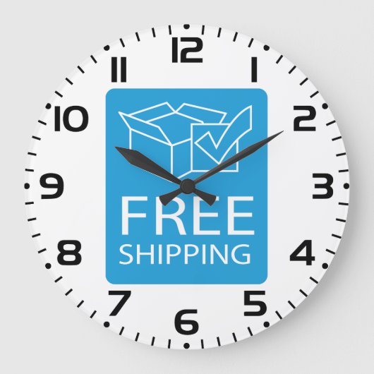 Blue and White Free Shipping Icon ラージ壁時計 (正面)