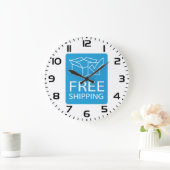 Blue and White Free Shipping Icon ラージ壁時計 (ホーム)