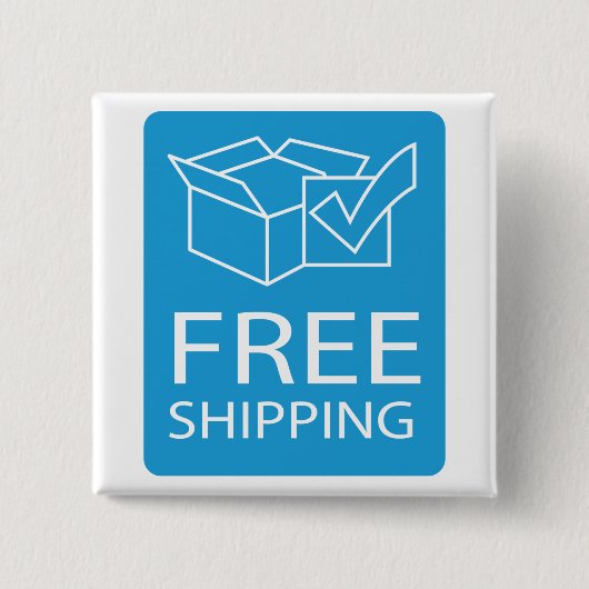 Blue and White Free Shipping Icon 缶バッジ (正面)