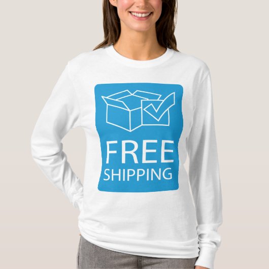 Blue and White Free Shipping Icon Tシャツ (正面)