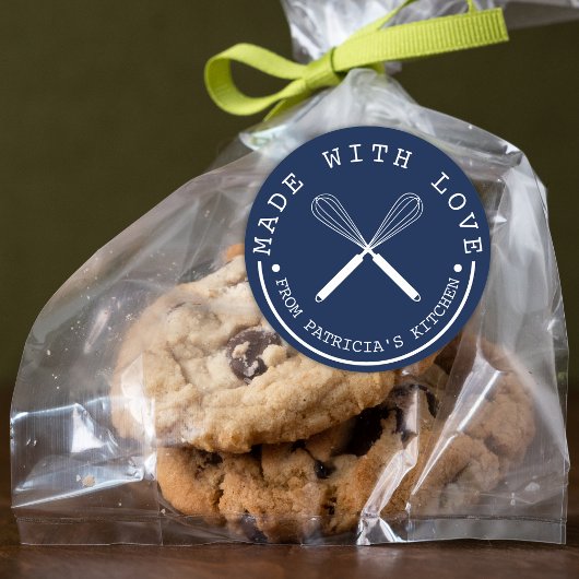 Blue And White From The Kitchen Made With Love ラウンドシール