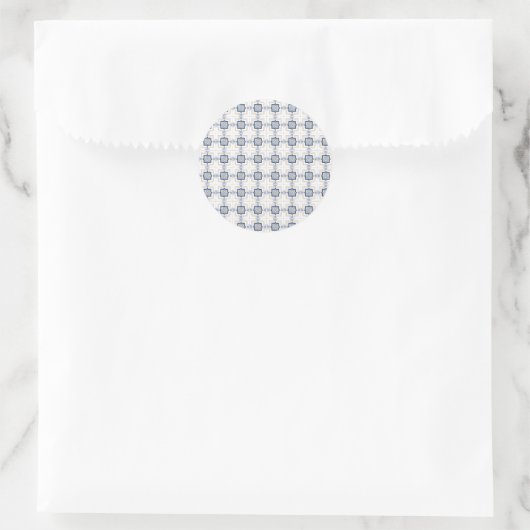 Blue and white geometric pattern  ラウンドシール (バッグ)