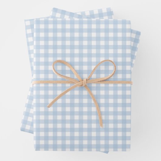 Blue and White Gingham ラッピングペーパーシート (インサイチュ)
