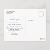 Blue and white Gingham Baby Boy Birth Announcement ポストカード (裏面)