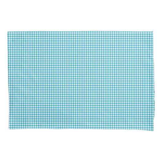 Blue and white gingham check pattern displayed  枕カバー (正面)