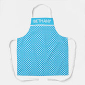 Blue and White Gingham Pattern Personalised エプロン (正面)