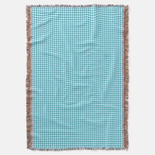 Blue and white gingham patterned blanket スローブランケット (正面縦)