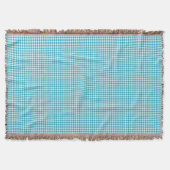 Blue and white gingham patterned blanket スローブランケット (正面)