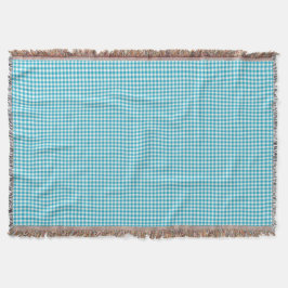 Blue and white gingham patterned blanket  スローブランケット