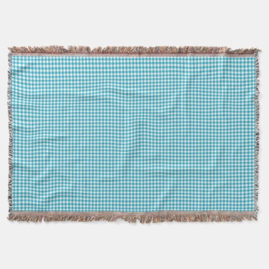 Blue and white gingham patterned blanket  スローブランケット (正面)