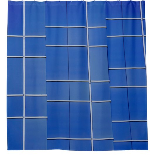 Blue and white glass windows シャワーカーテン (正面)