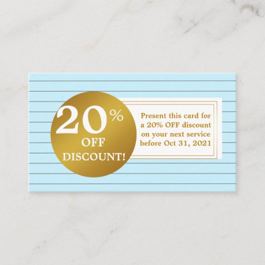 Blue and White Gold Label Discount Coupon Card 割引カード (正面)