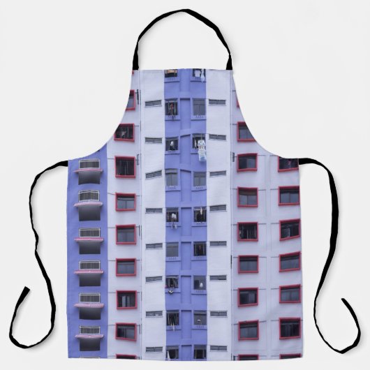 Blue and white high-rise building エプロン (正面)