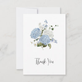 Blue and White Hydrangeas Floral Wedding Thank You サンキューカード