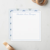 Blue and White Hydrangeas on Stripes ノートカード (正面/裏面インサイチュ)