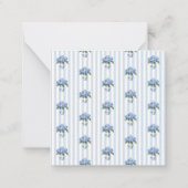 Blue and White Hydrangeas on Stripes ノートカード (裏面)