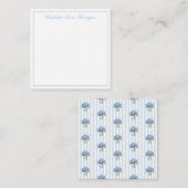 Blue and White Hydrangeas on Stripes ノートカード (正面/裏面)