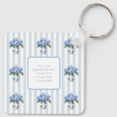 Blue and White Hydrangeas on Stripes Monogram キーホルダー (裏面)