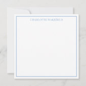 Blue and White Hydrangeas on Stripes Monogram ノートカード (裏面)