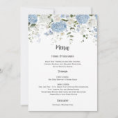 Blue and White Hydrangeas White Roses Wedding Menu 招待状 (正面)