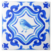 Blue and white Italian Hand Painted Mediterranean  タイル (正面)