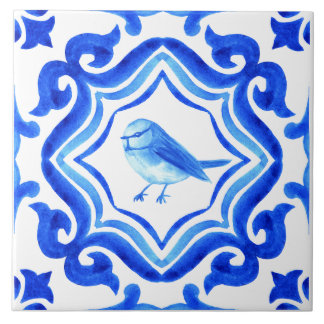 Blue and white Italian Hand Painted Mediterranean  タイル