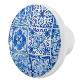 Blue and White Italian Tile セラミックノブ