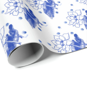 Blue and White Japanese traditional ラッピングペーパー