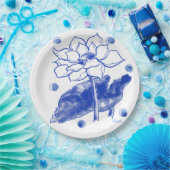 blue and white　Japanese traditional　plate 紙皿 大 (パーティー)
