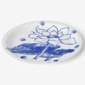 blue and white　Japanese traditional　plate 紙皿 大 (アングル)