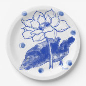 blue and white　Japanese traditional　plate 紙皿 大 (正面)