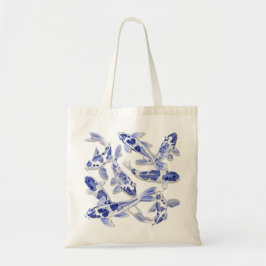 Blue and white Koi トートバッグ